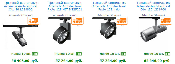 цена фирменных трековых дорогих светильников