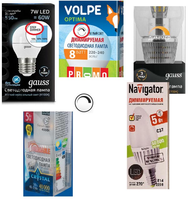 какие лампы диммируются значок dimmable на упаковке