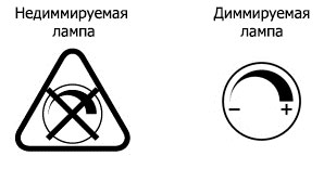 значки обозначения диммируется светодиодная лампа или нет
