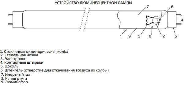 Устройство люминесцентной лампы
